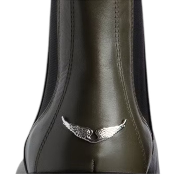 NIB Zadig & Voltaire Ride Semy Shiny Chelsea Platform Boots 38 Military Olive 7 - Picture 5 of 15
